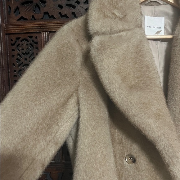 NWT Avec Les Filles Tan Teddy Jacket size Large - Picture 6 of 8